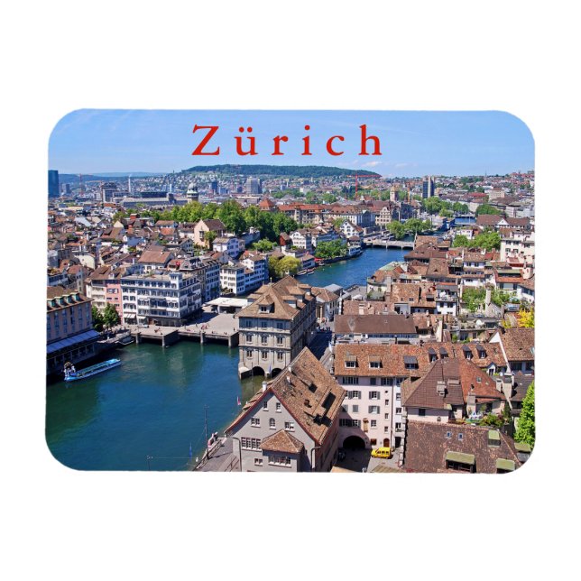 Zürich. Panorama aus dem Großmunsterturm. Magnet (Horizontal)