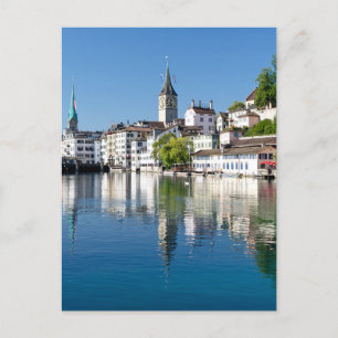 Zurich River Scene Postcard Postkarte