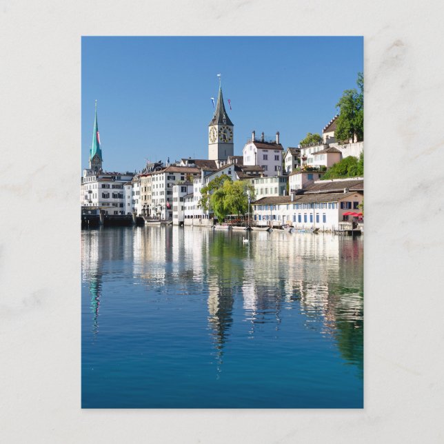 Zurich River Scene Postcard Postkarte (Vorderseite)