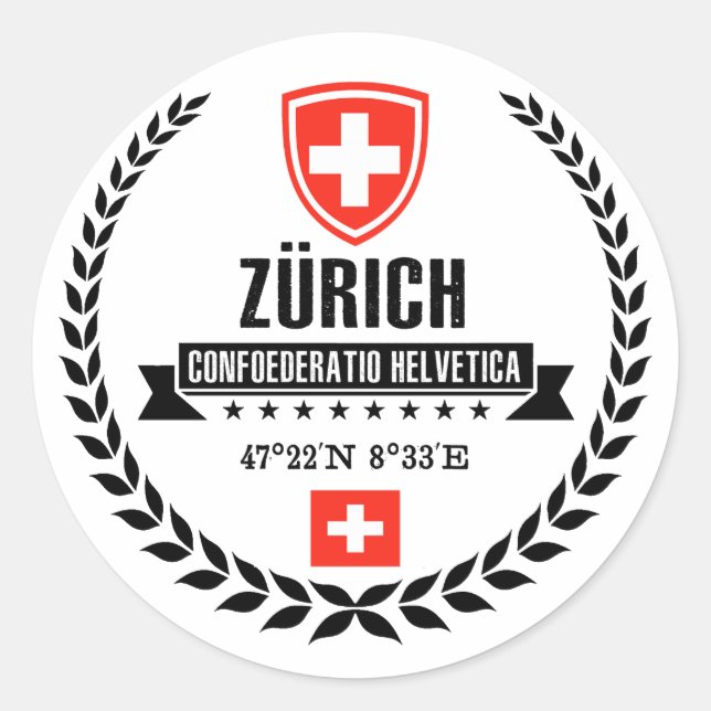 Zürich Runder Aufkleber (Vorderseite)