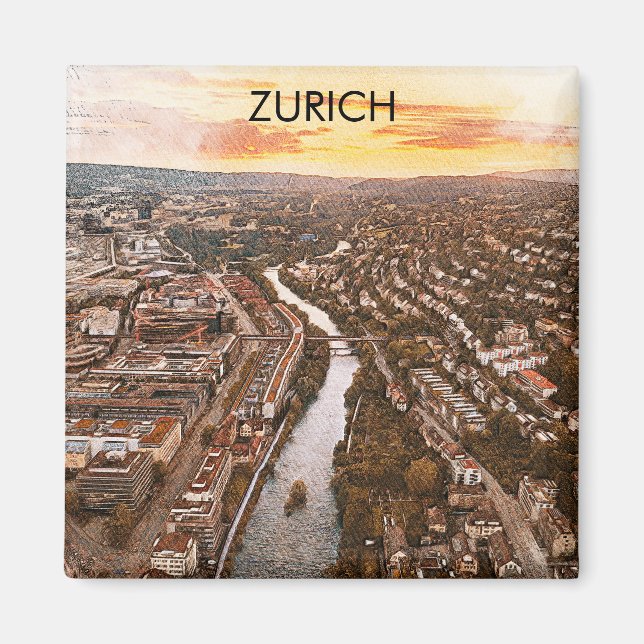 Zürich, Schweiz Europa City View Magnet (Vorne)