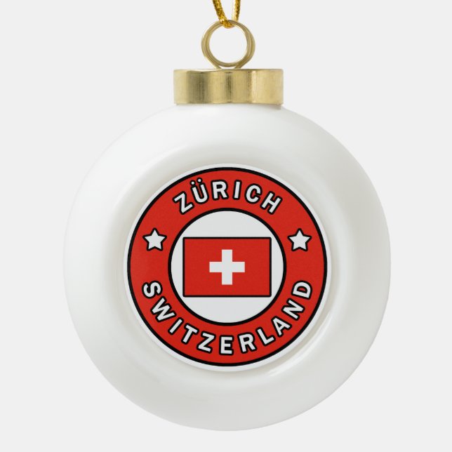 Zürich Schweiz Keramik Kugel-Ornament (Vorderseite)