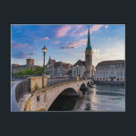 Zürich, Schweiz, landschaftliches Foto, Postkarte<br><div class="desc">Zürich, Schweiz, landschaftliches Stadtbild. Aufdruck:</div>