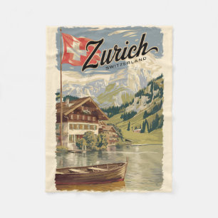 Zürich Schweiz Malerische Reise Kunst Vintage Fleecedecke