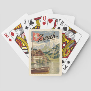 Zürich Schweiz Malerische Reise Kunst Vintage Spielkarten