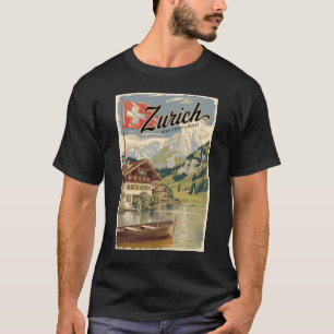 Zürich Schweiz malerische Reise Kunst Vintage T-Shirt
