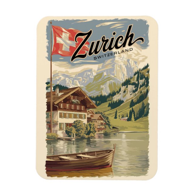 Zürich Schweiz Malerische Reise Vintag Magnet (Vertikal)