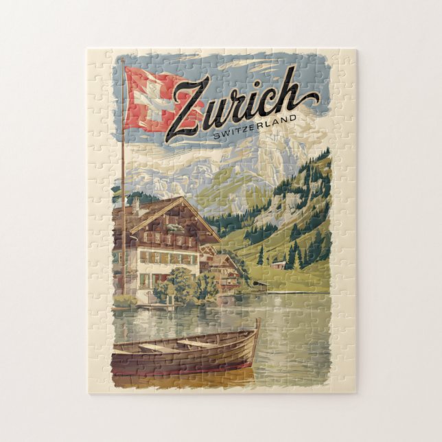 Zürich Schweiz Malerische Reise Vintag Puzzle (Vertikal)