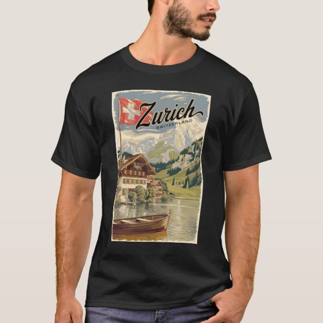 Zürich Schweiz Malerische Reise Vintag T-Shirt (Vorderseite)