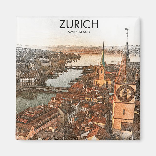 Zürich Schweiz Panoramaansicht Magnet (Vorne)