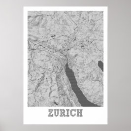 Zürich - Schweiz Pencil City Karte Poster