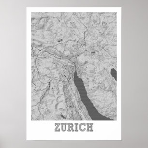 Zürich - Schweiz Pencil City Karte Poster