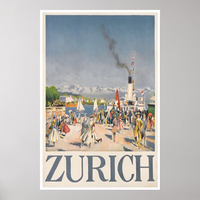 Zürich Schweiz Poster Druck Schweizer Reise Kunst (Vorne)