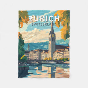 Zürich Schweiz Reise Kunst Vintage Fleecedecke