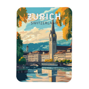 Zürich Schweiz Reise Kunst Vintage Magnet