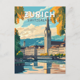 Zürich Schweiz Reise Kunst Vintage Postkarte
