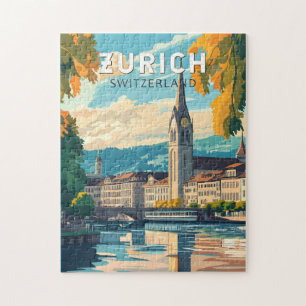 Zürich Schweiz Reise Kunst Vintage Puzzle