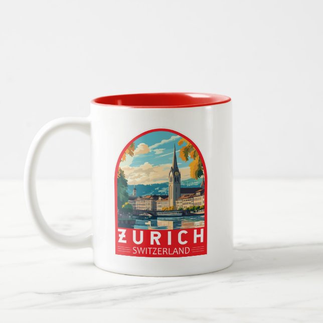 Zürich Schweiz Reisen Zweifarbige Tasse (Links)