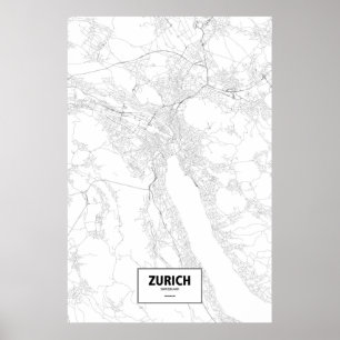 Zürich, Schweiz (schwarz auf weiß) Poster