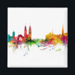 Zürich Schweiz Skyline Magnet<br><div class="desc">Aquarellkunst der Skyline von Zürich,  Schweiz</div>