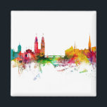 Zürich Schweiz Skyline Magnet<br><div class="desc">Aquarellkunst der Skyline von Zürich,  Schweiz</div>