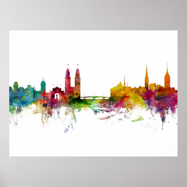 Zürich Schweiz Skyline Poster