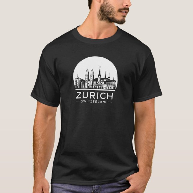 Zürich Schweiz Skyline T-Shirt (Vorderseite)