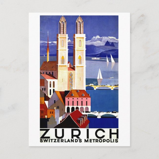 Zürich, Schweiz Stadt, Kirche, Jahrgang Postkarte (Vorderseite)