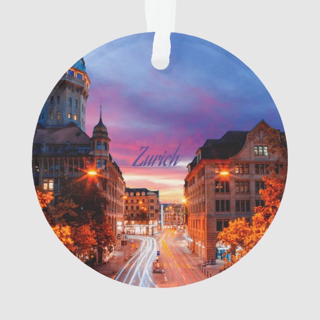 Zürich Schweiz Sunset Ornament (Rückseite)