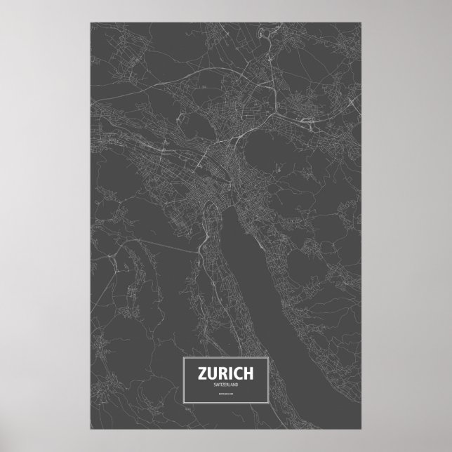 Zürich, Schweiz (weiß auf schwarz) Poster (Vorne)