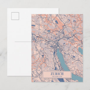 Zürich Schweiz Windige Stadtplan Reise Postkarte