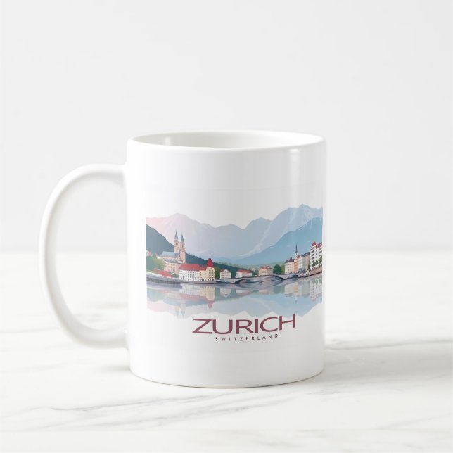 Zürich Schweiz Zürichsee Pastel Travel Kaffeetasse (Links)
