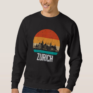 Zurich Switzerland Retro Vintage Sunset Skyline Zu Sweatshirt
