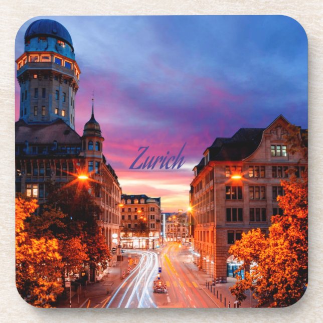 Zurich Switzerland Sunset Getränkeuntersetzer (Vorderseite)