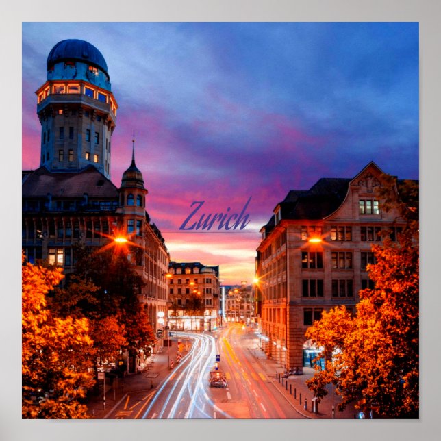 Zurich Switzerland Sunset Poster (Vorne)