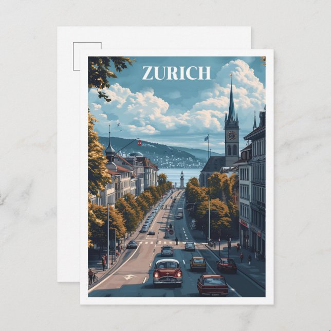 Zurich Switzerland Vintage Kunstreise Postkarte (Vorne/Hinten)