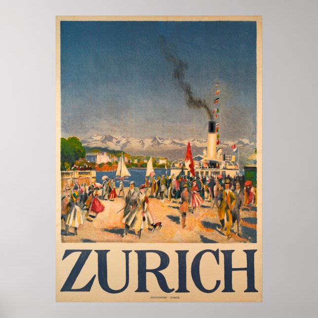 Zurich Switzerland Vintage Poster (Vorne)