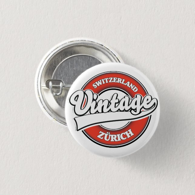 Zürich Switzerland vintage style logo Button (Vorne & Hinten)