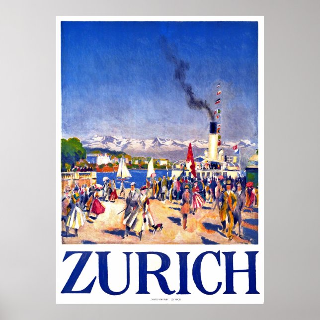Zürich, Touristenschiff an der Anlegestelle der St Poster (Vorne)