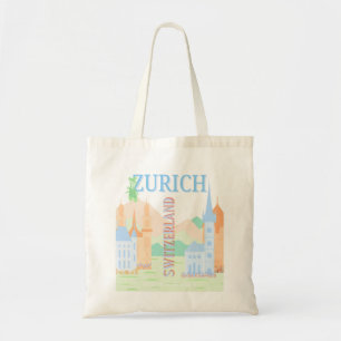 Zurich Travel Art, Schweiz, Blue Retro Travel Tragetasche