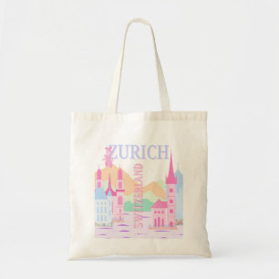 Zurich Travel Art, Schweiz, Pink Preppy Tragetasche