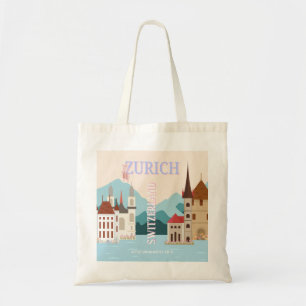 Zurich Travel Art, Schweiz Reisen Art, Retro Tragetasche