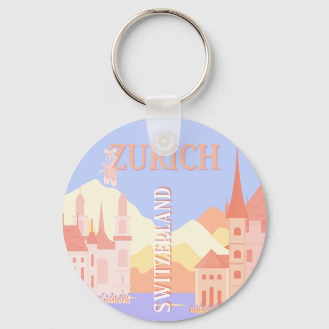 Zurich Travel Art, Schweiz Reisen Art Schlüsselanhänger (Vorderseite)