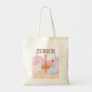 Zurich Travel Art, Schweiz, Retro Travel Art Tragetasche