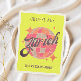 Zurich Zürich Schweiz Neon Disco Postkarte