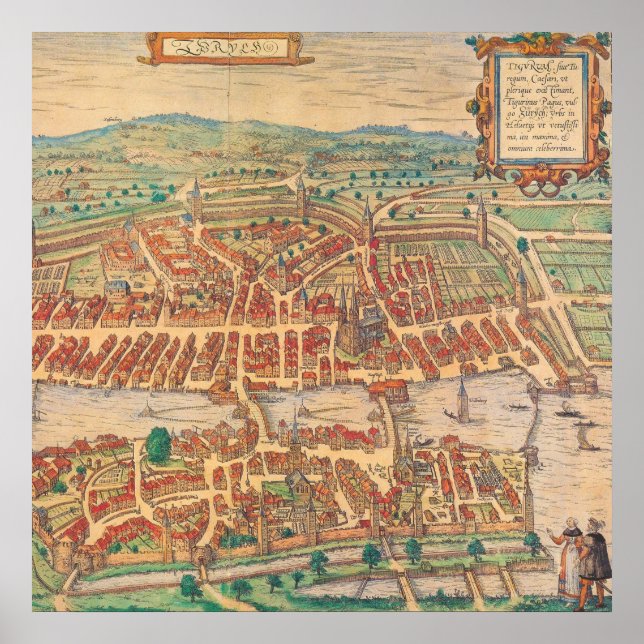 Zürich Zürich Vintage Karte Schweiz Landkarte Poster (Vorne)