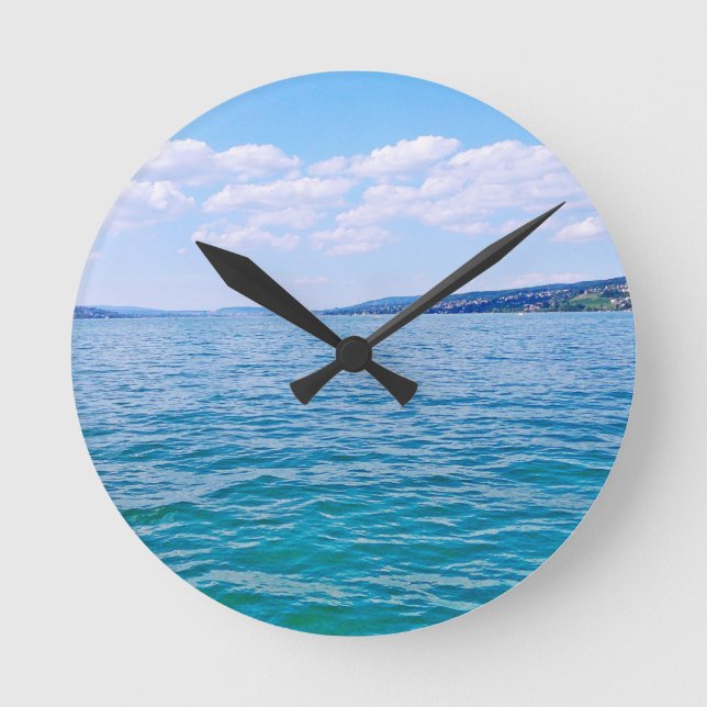 Zürichsee Runde Wanduhr (Vorderseite)