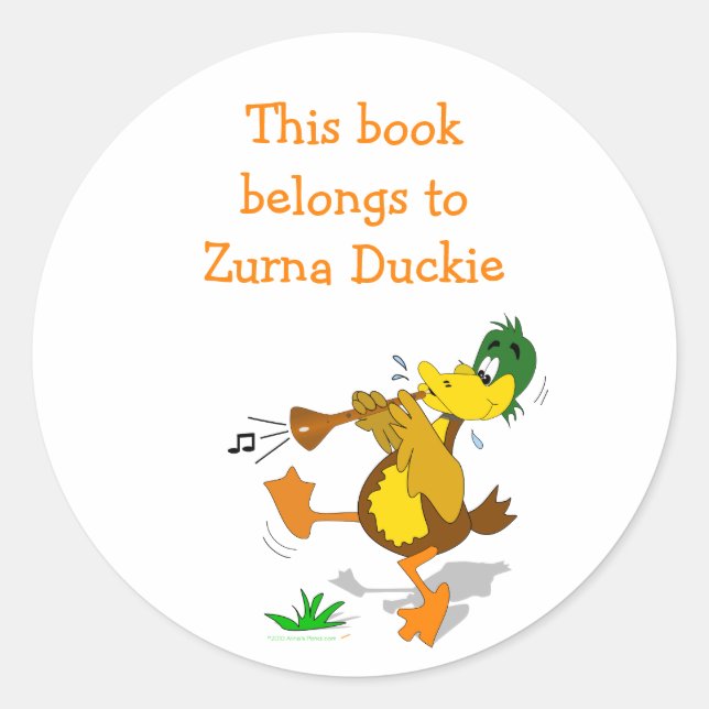 Zurna Duck Personalisiert Buchzeichen Sticker Vorl (Vorderseite)
