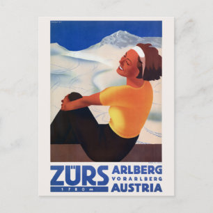 Zürs Austria Vintage Poster 1935 Postkarte