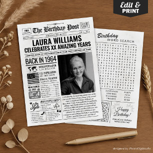 Zurück 1964 Geburtstagszeitung mit individuellem F Feiertagskarte